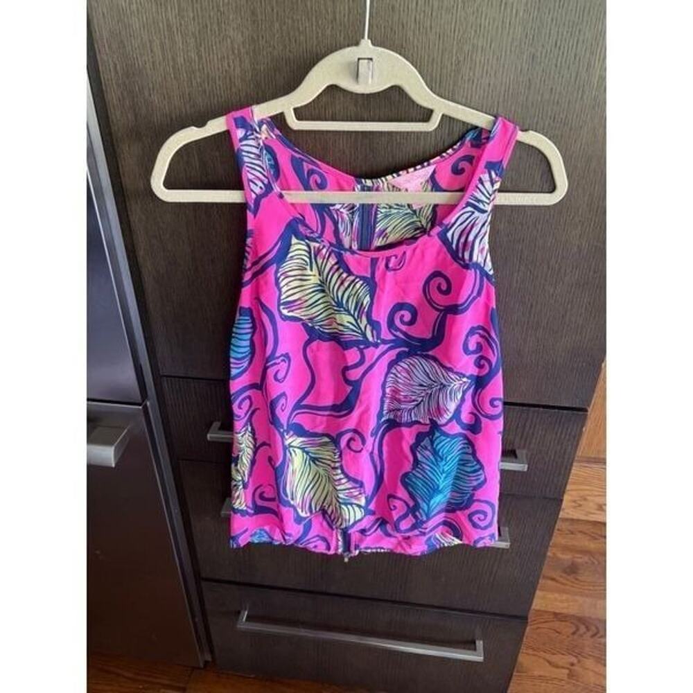Lilly Pulitzer New Silk Tank Top with Back  Zipper Detail Pink Size XS